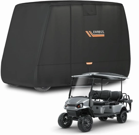 Golf Cart Cover Heavy Duty 420D Waterproof Golf Cart Covers with Three Zipper Doors Compatible with EZGO, Club Car, Yamaha 2/4/6 Passenger Golf Carts, Windproof Sunproof Golf Cart Cover