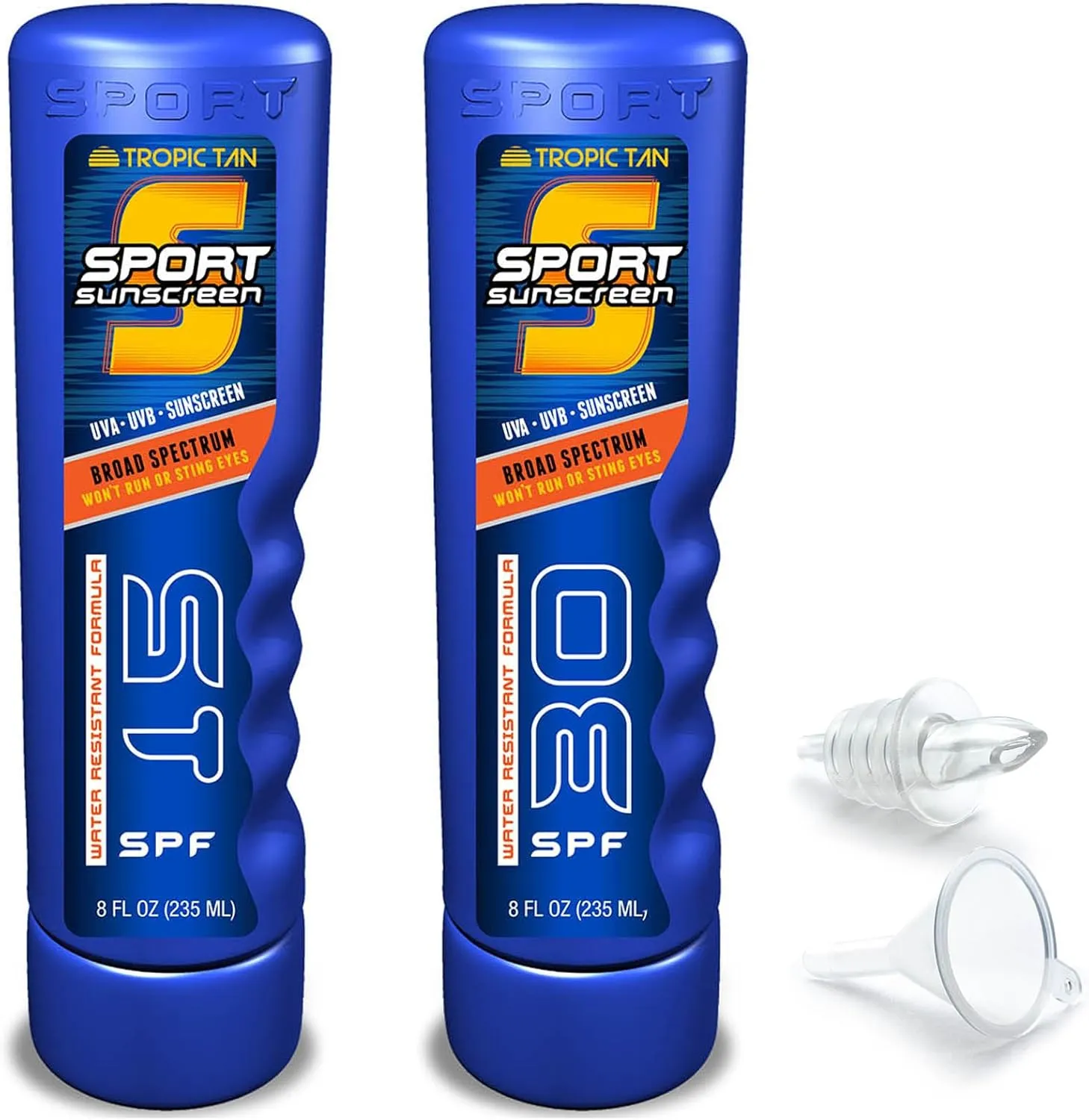 GoPong Sport Bottle Sunscreen Flask 2 Pack (16 oz Total) - Hidden Alcohol Travel Flasks - Secret Liquor Containers for Beaches, Cruises, and Sports Events – Includes Funnel & Spout