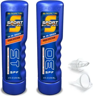 GoPong Sport Bottle Sunscreen Flask 2 Pack (16 oz Total) - Hidden Alcohol Travel Flasks - Secret Liquor Containers for Beaches, Cruises, and Sports Events – Includes Funnel & Spout