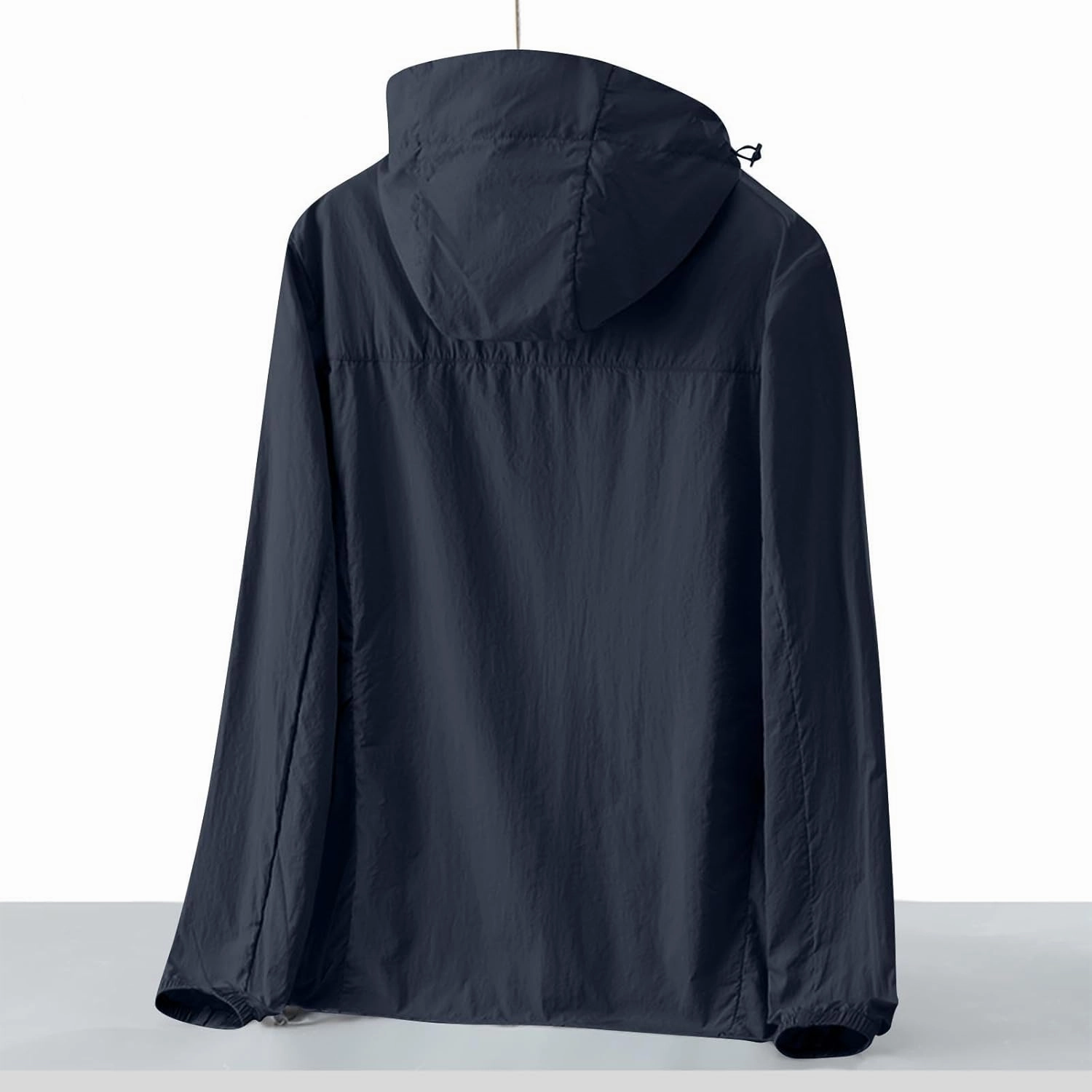 Gorgeous Unisex Solid Color UV Sunscreen Clothing Coat Lightweight Seaside Wear Hooded Zipper Long Sleeved Jacket