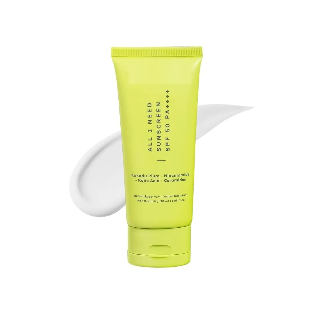 GT All I Need Sunscreen SPF50 PA     | Brightens with Niacinamide, Kojic Acid, Vit C Rich Kakadu Plum | Lightweight Non-Greasy UVA/B Protection | Oily, Dry, All Skin Types | For Women & Men -50ml