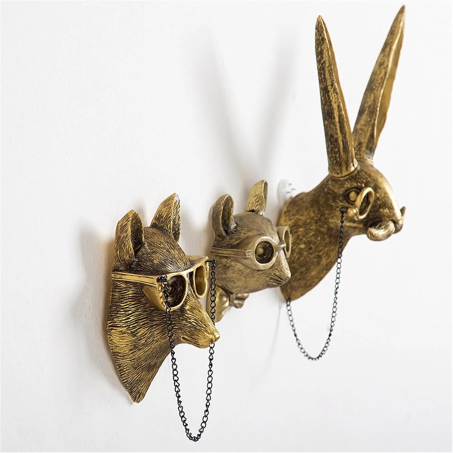 GUASDIE Animal Heads Wall Decor, Faux Deer Head Mount, Animal Sculptures Wall Decor, Resin Animal Head Wall Hanging Decoration for Living Room Bedroom Kitchen Gift,5pcs, 1587574779-65291236