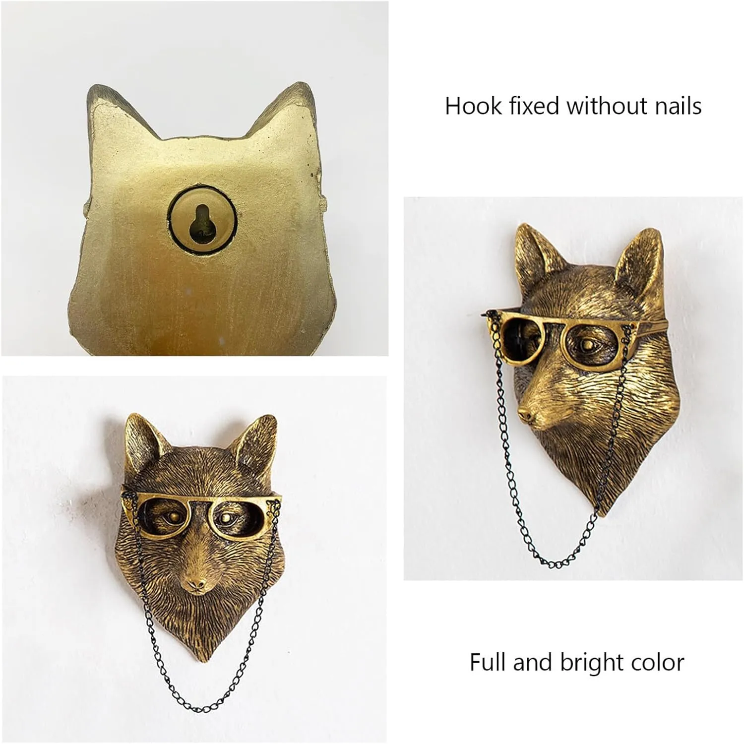 GUASDIE Animal Heads Wall Decor, Faux Deer Head Mount, Animal Sculptures Wall Decor, Resin Animal Head Wall Hanging Decoration for Living Room Bedroom Kitchen Gift,Fox