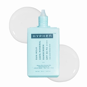 H.yphen Sun Milk 100% Mineral Sunscreen Spf 50 Pa     Uv  Bluelight Protection, 25% Nano Zinc Oxide | Sensitive, Acne Prone & Oily Skin, Water Resistant Sun Protect | For Women And Men - 50 Ml