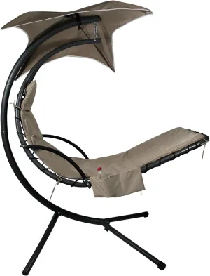 Hammock Umbrella-Lounge Chair Swing Cushion Cover Outside, Machine Washable -Waterproof-Breathable Hanging Chaise Lounge Outdoor Cushions Covers and Umbrella (Cushion Not Included), Khaki