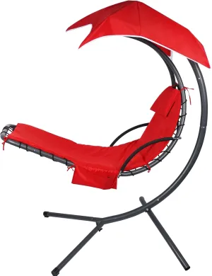 Hammock Umbrella-Lounge Chair Swing Cushion Cover Outside, Machine Washable -Waterproof-Breathable Hanging Chaise Lounge Outdoor Cushions Covers and Umbrella (Cushion Not Included), Red