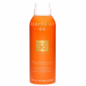 Hampton Sun SPF 30 Mineral Sunscreen Mist Sheer, Lightweight, Matte Finish Broad Spectrum Non-Nano Zinc Oxide Antioxidant-Rich Hydration with Hyaluronic Acid   Vitamin E Reef-Friendly