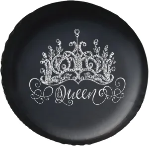 Hand Drawn Crown with Queen Spare Tire Cover PVC Leather Wheel Protectors Dust-Proof Wheel Tire Cover Fit Trailer, Rv, SUV and Many Vehicle 17 Inch