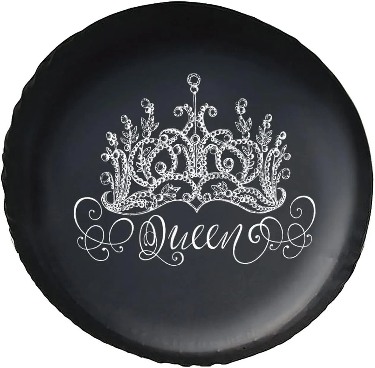 Hand Drawn Crown with Queen Spare Tire Cover PVC Leather Wheel Protectors Dust-Proof Wheel Tire Cover Fit Trailer, Rv, SUV and Many Vehicle 17 Inch