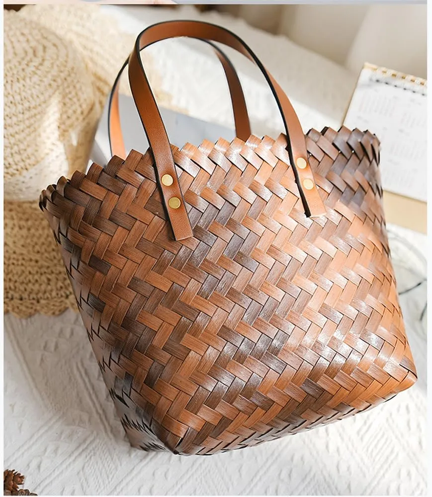 Handwoven Super Tote Bag for Women | Beach Bag Waterproof | Summer Beach, Pool, and Travel Handbag