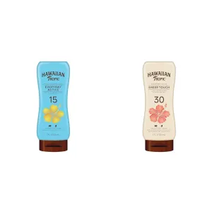 Hawaiian Tropic Everyday Active Lotion Sunscreen SPF 15 & Sheer Touch Ultra Radiance Lotion Sunscreen SPF 30 Bundle, 8oz Each