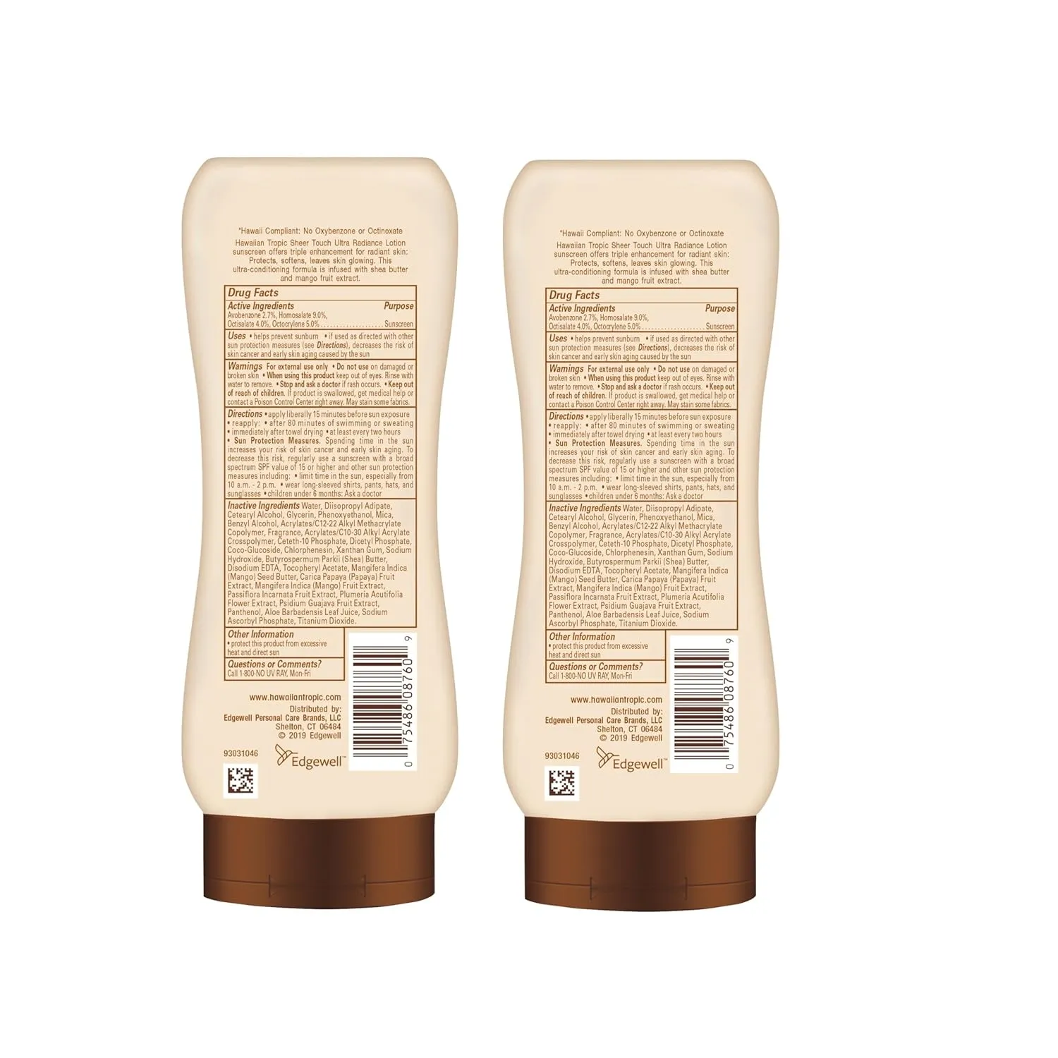Hawaiian Tropic Sheer Touch Ultra Radiance Lotion Sunscreen SPF 50, 8oz Twin Pack | Hawaiian Tropic Sunblock, Oxybenzone Free Body Sunscreen Pack, 8oz each