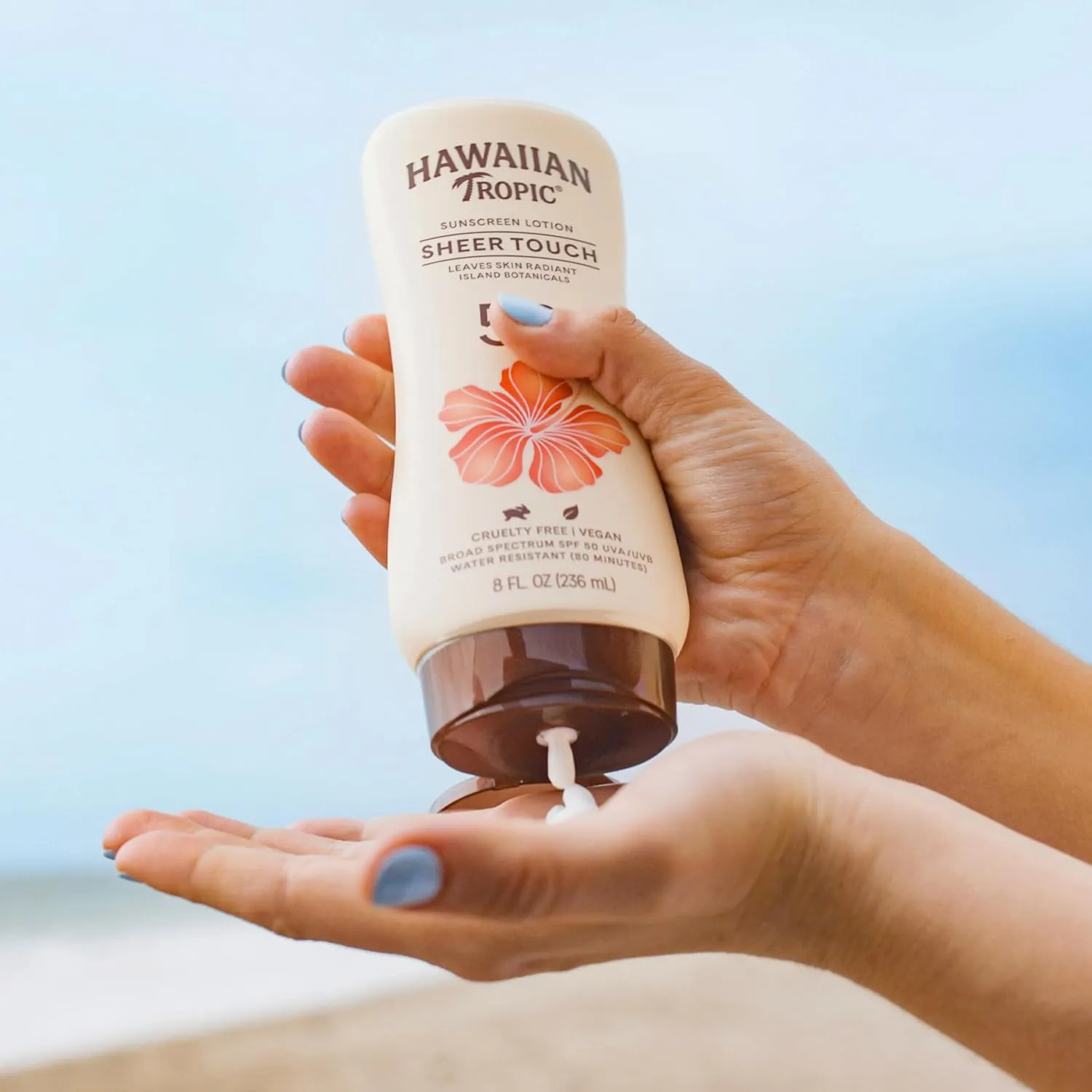 Hawaiian Tropic Sheer Touch Ultra Radiance Lotion Sunscreen SPF 50, 8oz Twin Pack | Hawaiian Tropic Sunblock, Oxybenzone Free Body Sunscreen Pack, 8oz each