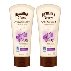 Hawaiian Tropic Skin Defense Sunscreen Lotion SPF 50 | SPF 50 Sunscreen with Green Tea Extract, Sunblock Lotion, Oxybenzone-Free, 6oz each Twin Pack