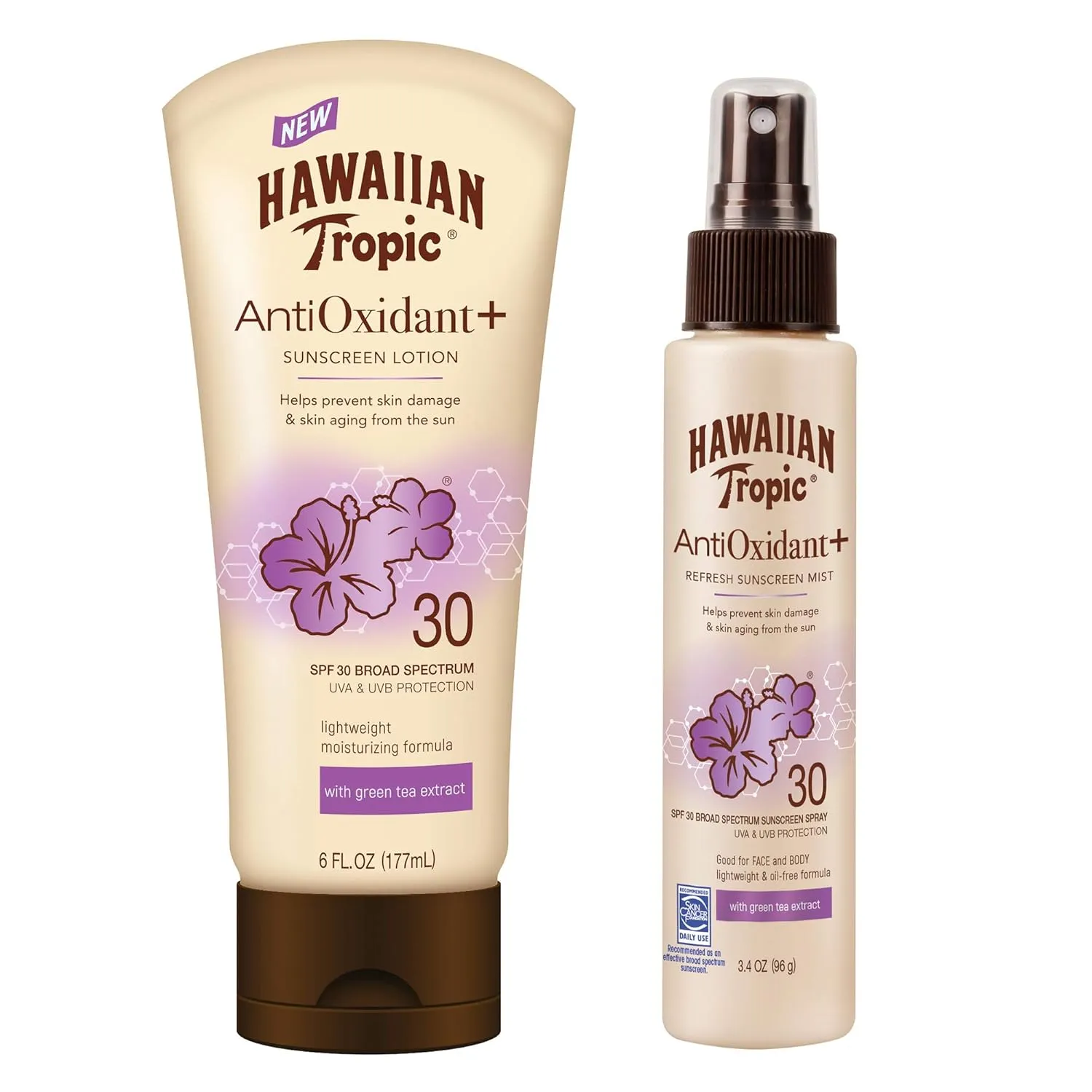 Hawaiian Tropic SPF 30 Broad Spectrum Sunscreen Pack - AntiOxidant Sunscreen Lotion (6oz) & Mist (3.4oz)