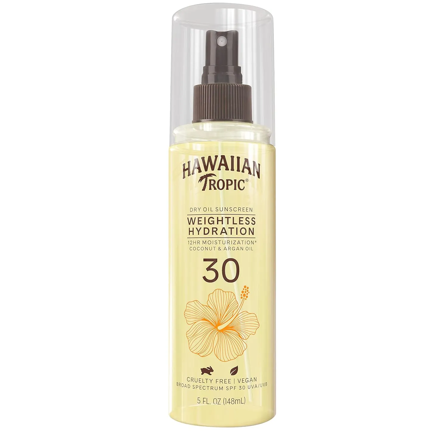 Hawaiian Tropic Weightless Hydration Dry Oil Sunscreen Spray SPF 30, 5oz | Sunscreen Oil Mist, SPF 30 Sunblock Spray, Oxybenzone-Free, 5oz
