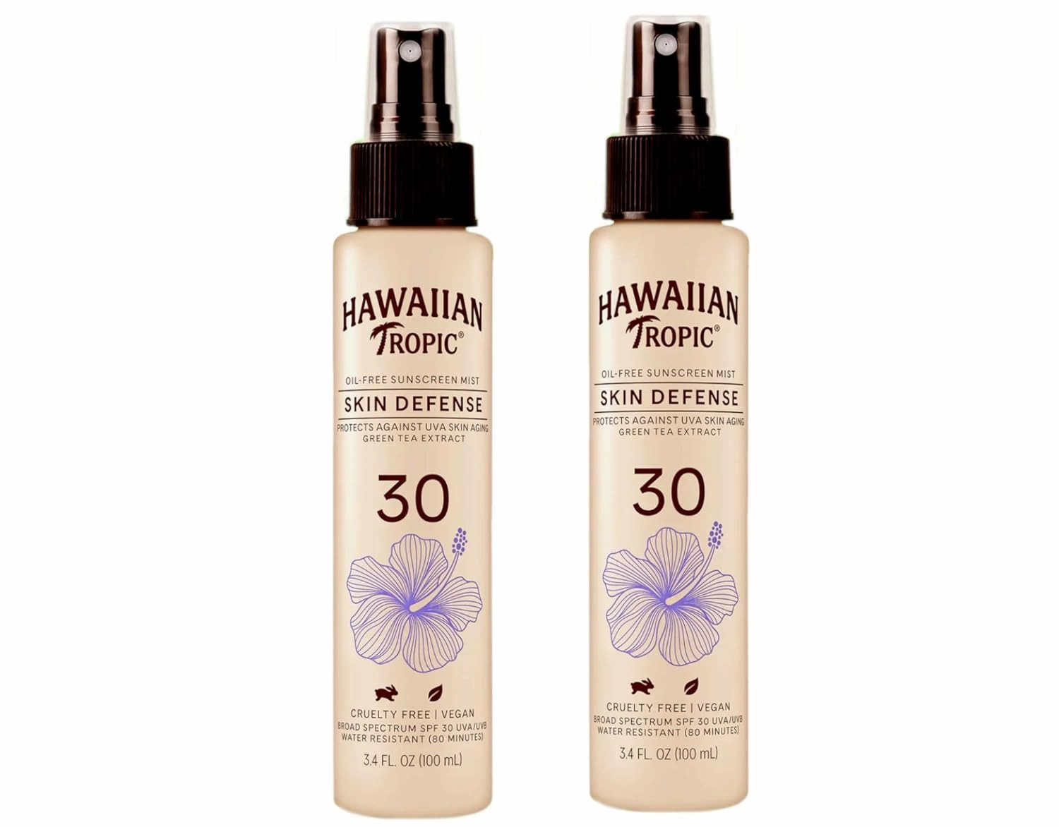 Hawaiian Tropic Mist SPF#30 Skin Defense Sunscreen 3.4 Ounce (Pack of 2)