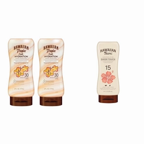 Hawaiian Tropic Weightless Hydration SPF 30 Twin Pack & Sheer Touch Ultra Radiance SPF 15 Sunscreen Lotions | 12hr Moisturizing, Oil-Free