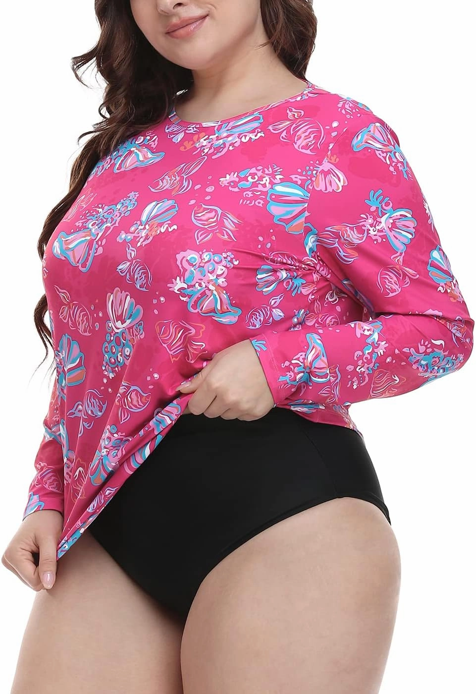 HDE Plus Size Rash Guard for Women UPF 50 Quick Dry Long Sleeve Swim Top