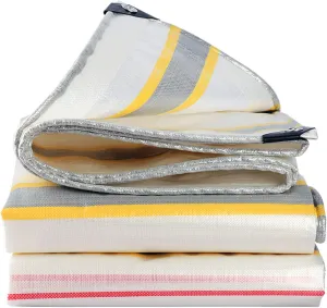 Heavy Duty Tarpaulin Sheet White - Durable Tarps Waterproof with Eyelets for Covering Garden Furniture, Camping, Roof Cover, and Much More,5x5m