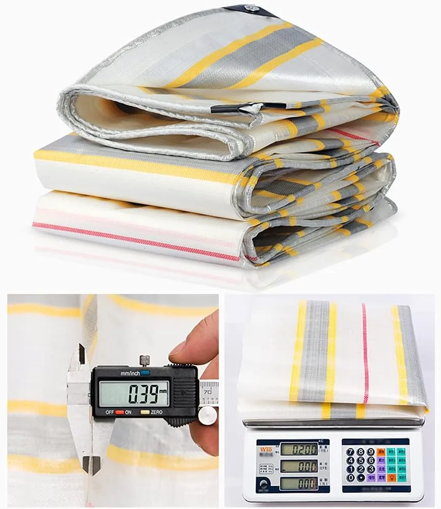 Heavy Duty Tarpaulin Sheet White - Durable Tarps Waterproof with Eyelets for Covering Garden Furniture, Camping, Roof Cover, and Much More,5x5m