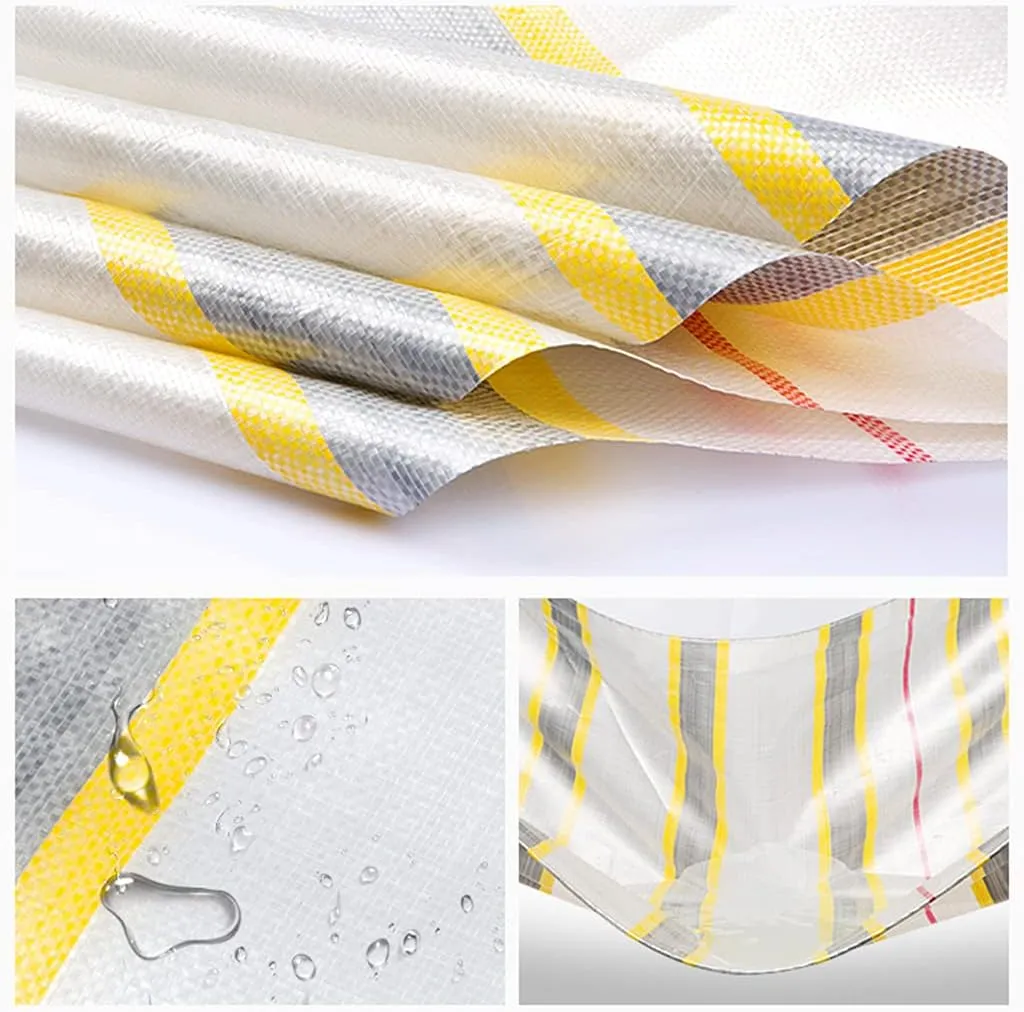 Heavy Duty Tarpaulin Sheet White - Durable Tarps Waterproof with Eyelets for Covering Garden Furniture, Camping, Roof Cover, and Much More,5x5m