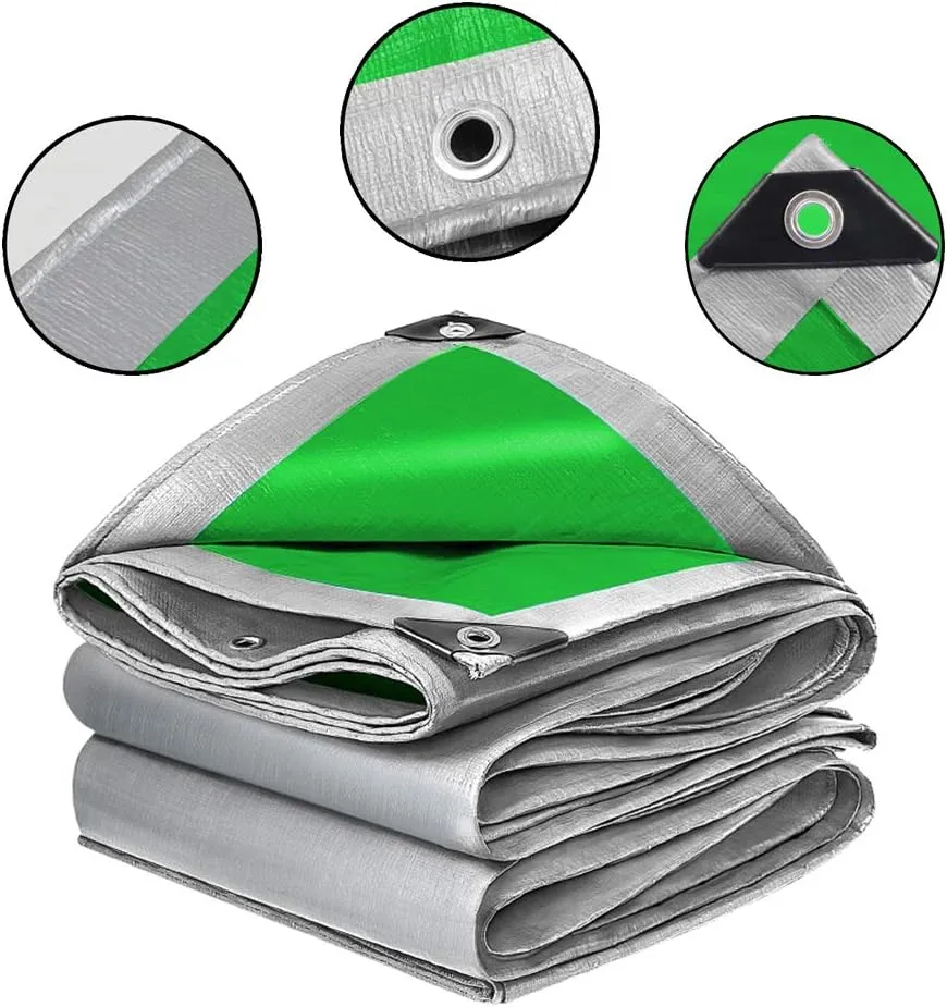 Heavy Duty Tarpaulin Sheet with Reinforced Eyelets Polyethylene Waterproof Premium Tarps, for Outdoor Camping Garden Furniture Cover,2x3m