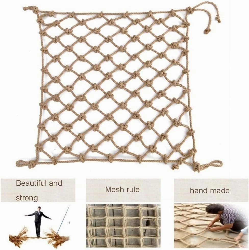 Hemp Rope net Dia 16mm Mesh 20cm- Safety Net Child Safety Net Heavy Duty Weave Hemp Rope Ceiling Net Stair Protection Climbing Net Rope Trailer Netting for Outdoor Patio Balcony (Color : Yellow, Siz