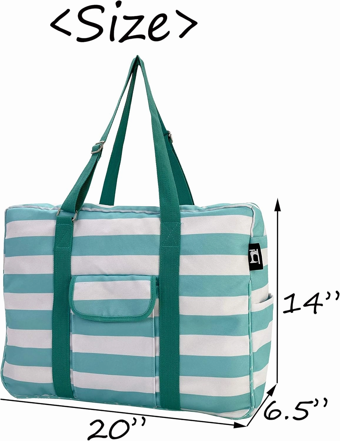 Hibala Canvas Waterproof Beach Bag,Gym/Travel/Pool Bag,Tote For Women&Men,with Adjustable Handle
