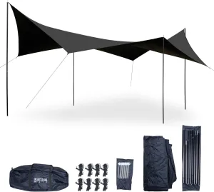 Himalaya Camping Tarp with Poles, Tent for Camping 10 Person Sun Shield Tarp UPF 50  Shelter Rainfly Waterproof for Outdoor Traveling Picnic（204.7"×165.3"）