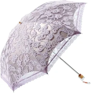 Honeystore Lace Travel Parasol Folding Anti-uv Windproof Embroidery Umbrella