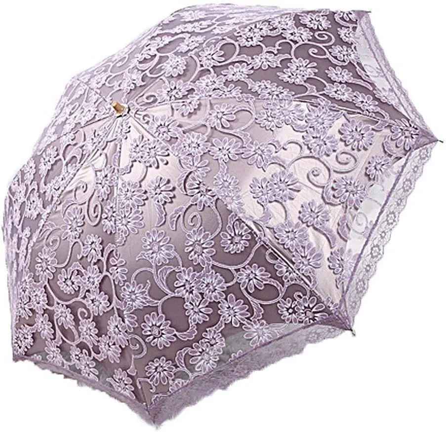 Honeystore Lace Travel Parasol Folding Anti-uv Windproof Embroidery Umbrella