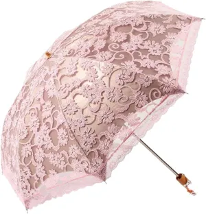 Honeystore Lace Travel Parasol Folding Anti-uv Windproof Embroidery Umbrella