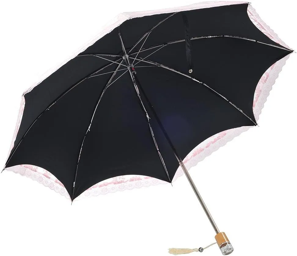 Honeystore Lace Travel Parasol Folding Anti-uv Windproof Embroidery Umbrella