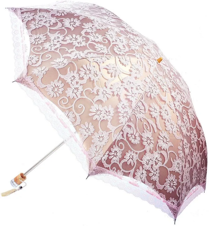 Honeystore Lace Travel Parasol Folding Anti-uv Windproof Embroidery Umbrella