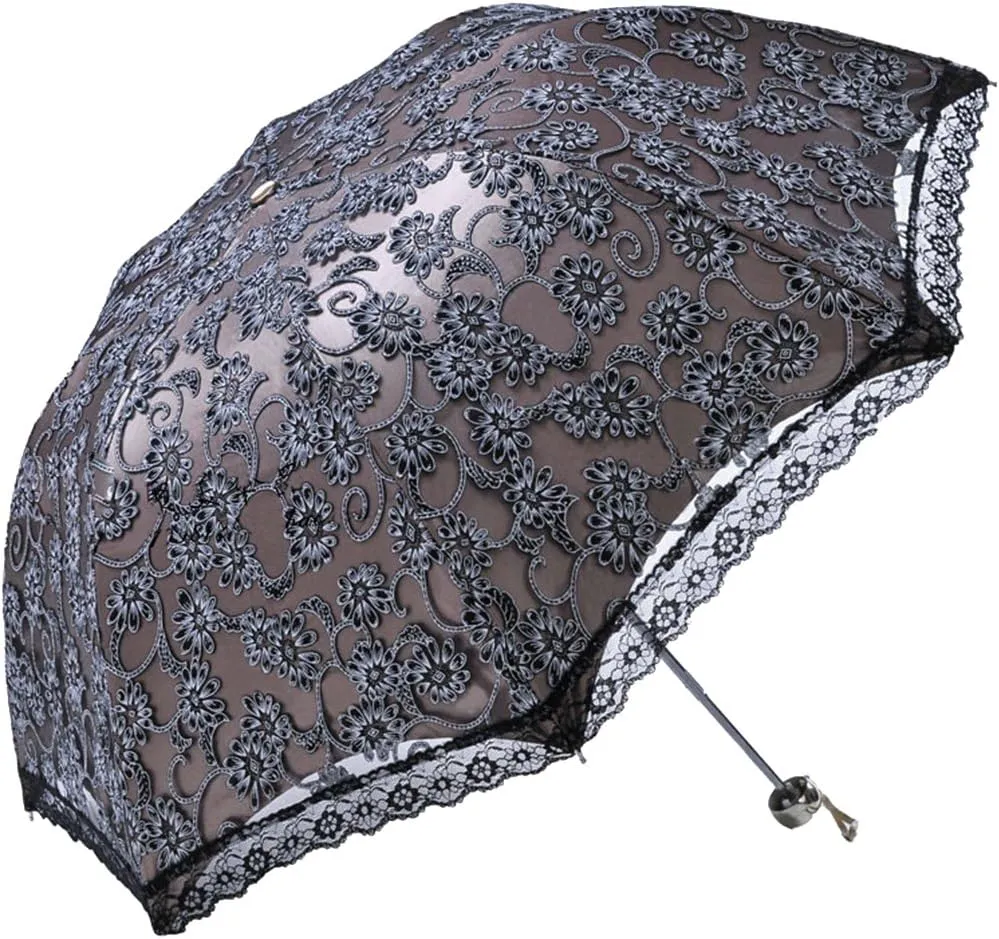 Honeystore Lace Travel Parasol Folding Anti-uv Windproof Embroidery Umbrella