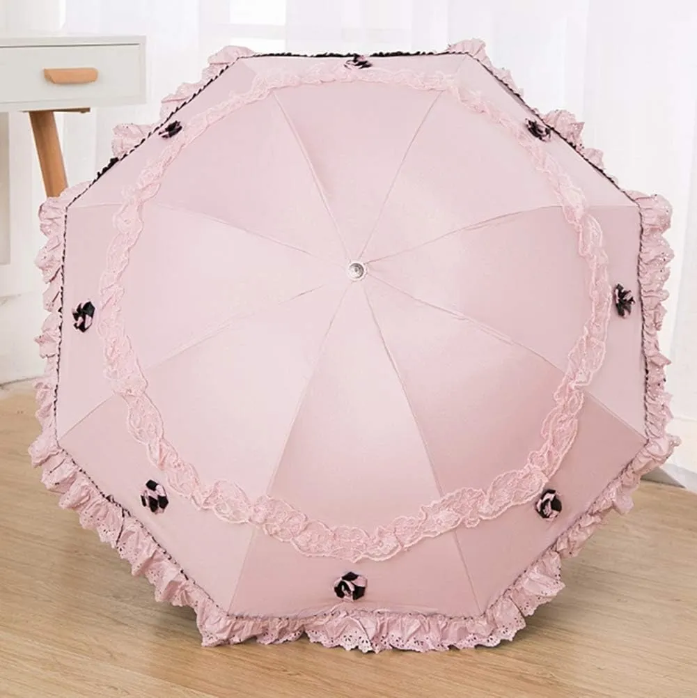 Honeystore Princess Lace Ultraviolet-Proof Folding Umbrella Anti-uv Dome Parasol