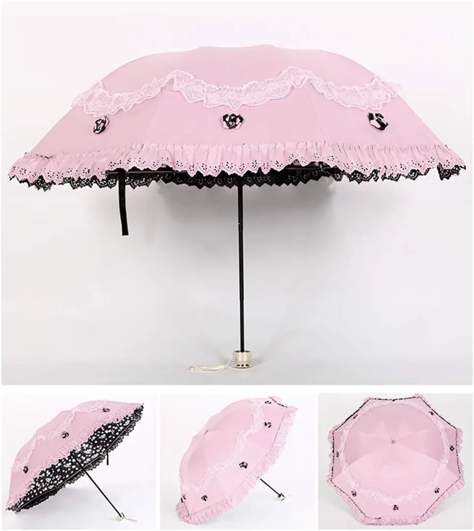 Honeystore Princess Lace Ultraviolet-Proof Folding Umbrella Anti-uv Dome Parasol