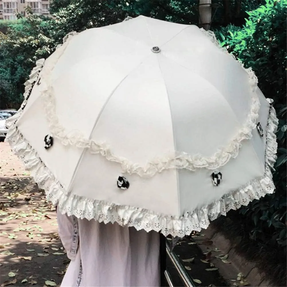 Honeystore Princess Lace Ultraviolet-Proof Folding Umbrella Anti-uv Dome Parasol