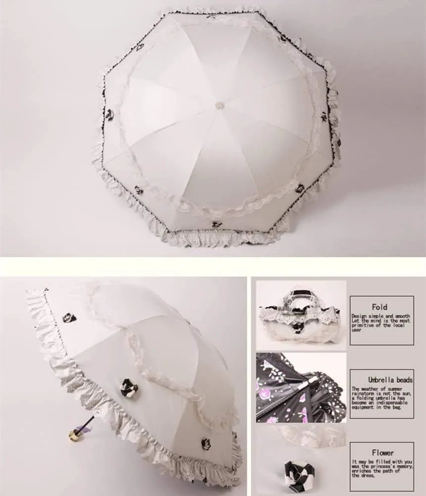 Honeystore Princess Lace Ultraviolet-Proof Folding Umbrella Anti-uv Dome Parasol