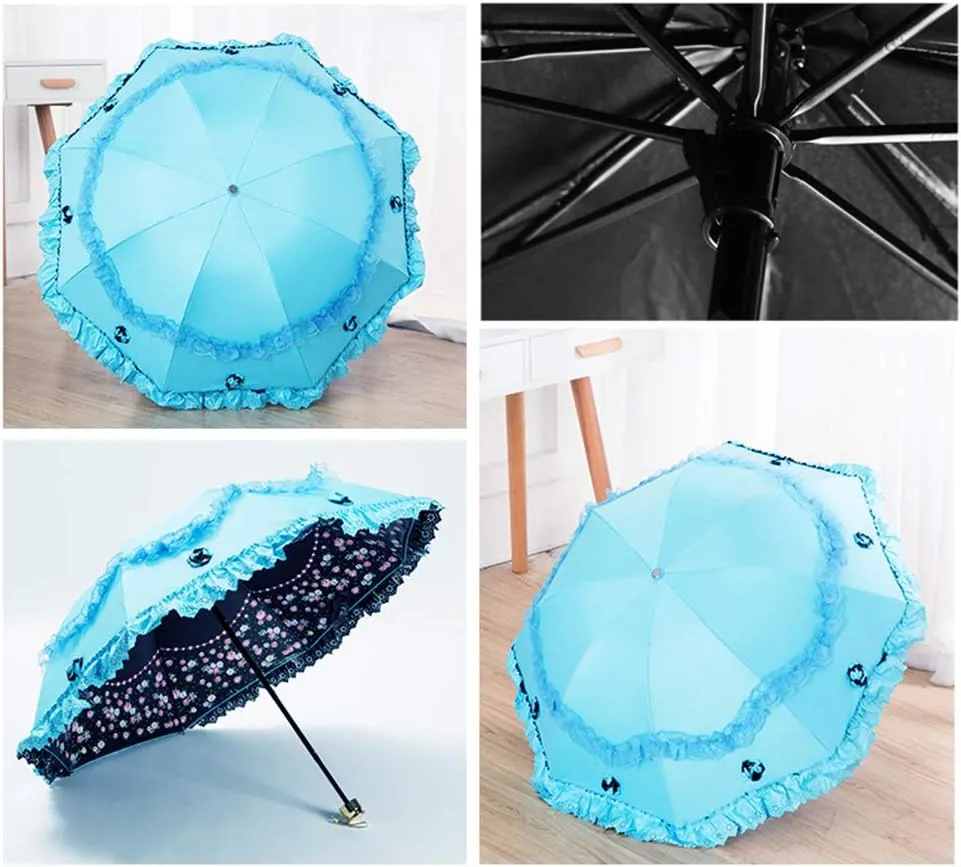 Honeystore Princess Lace Ultraviolet-Proof Folding Umbrella Anti-uv Dome Parasol