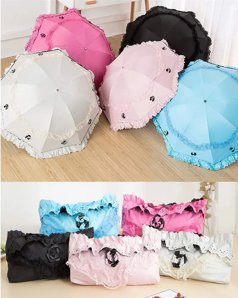 Honeystore Princess Lace Ultraviolet-Proof Folding Umbrella Anti-uv Dome Parasol