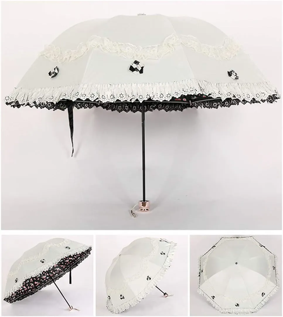 Honeystore Princess Lace Ultraviolet-Proof Folding Umbrella Anti-uv Dome Parasol