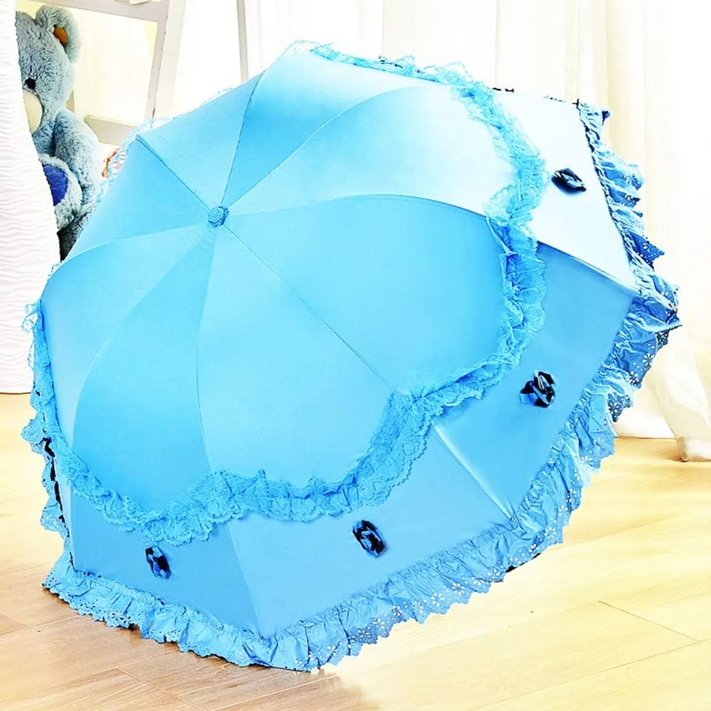 Honeystore Princess Lace Ultraviolet-Proof Folding Umbrella Anti-uv Dome Parasol