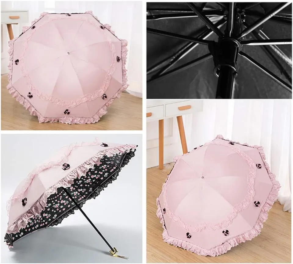 Honeystore Princess Lace Ultraviolet-Proof Folding Umbrella Anti-uv Dome Parasol