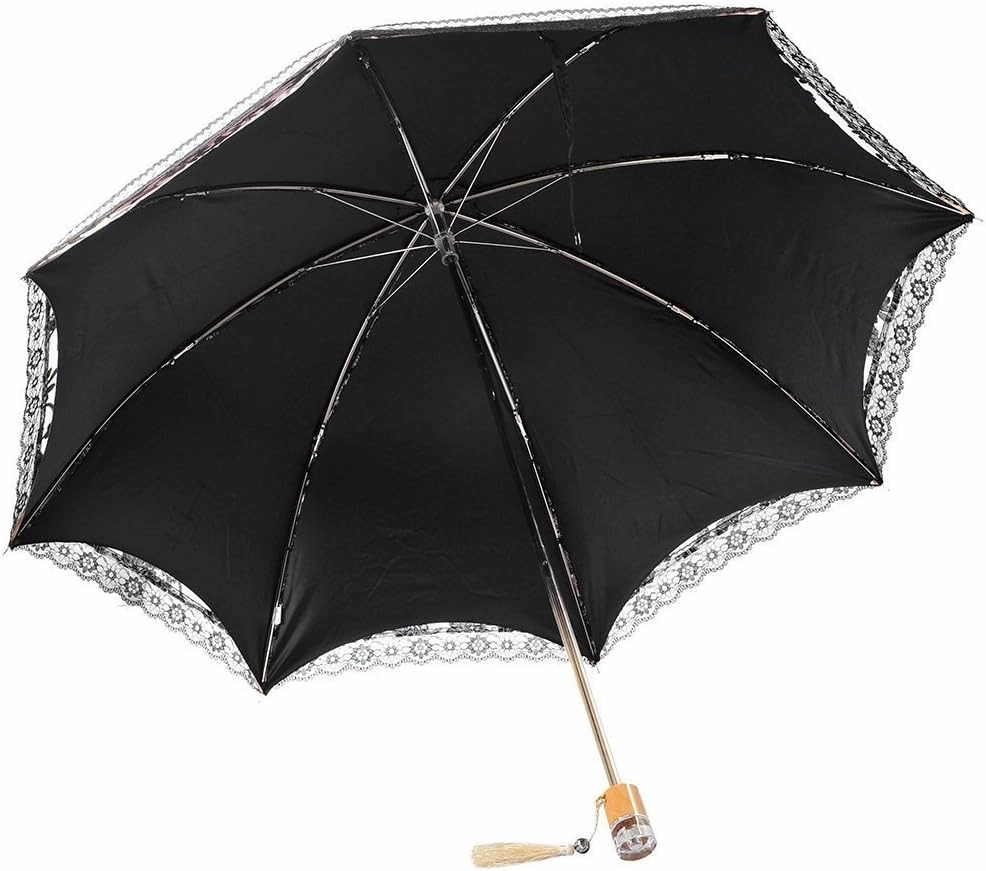 Honeystore Lace Travel Parasol Folding Anti-uv Windproof Embroidery Umbrella