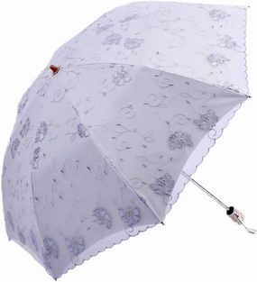 Honeystore Lace Travel Parasol Folding Anti-uv Windproof Embroidery Umbrella