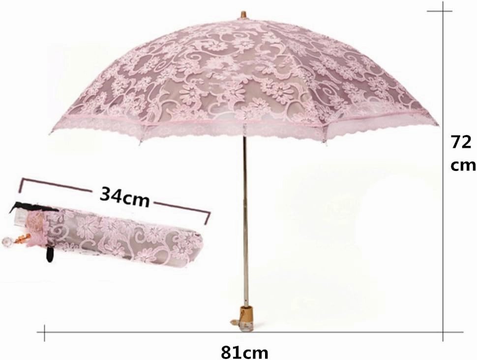 Honeystore Lace Travel Parasol Folding Anti-uv Windproof Embroidery Umbrella