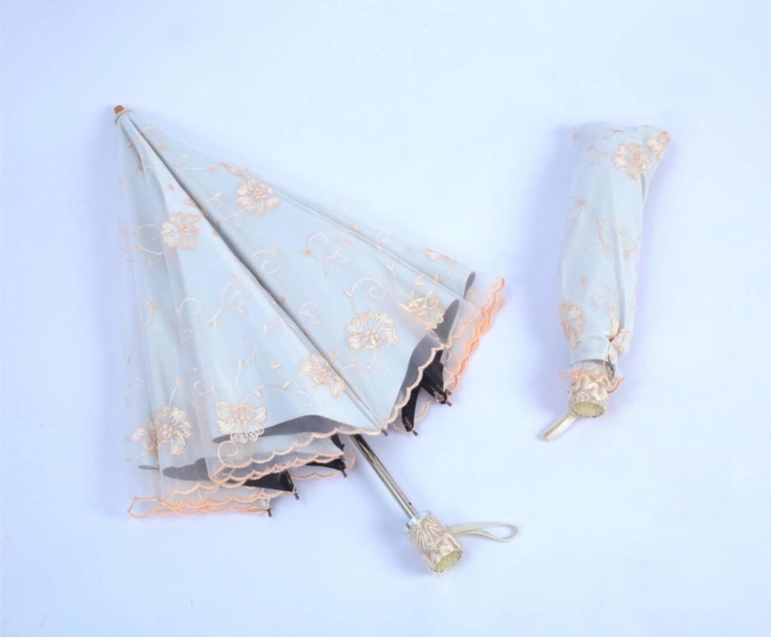 Honeystore Lace Travel Parasol Folding Anti-uv Windproof Embroidery Umbrella
