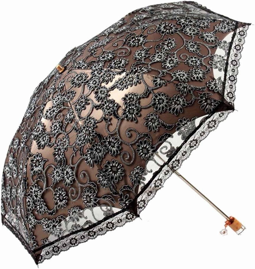 Honeystore Lace Travel Parasol Folding Anti-uv Windproof Embroidery Umbrella